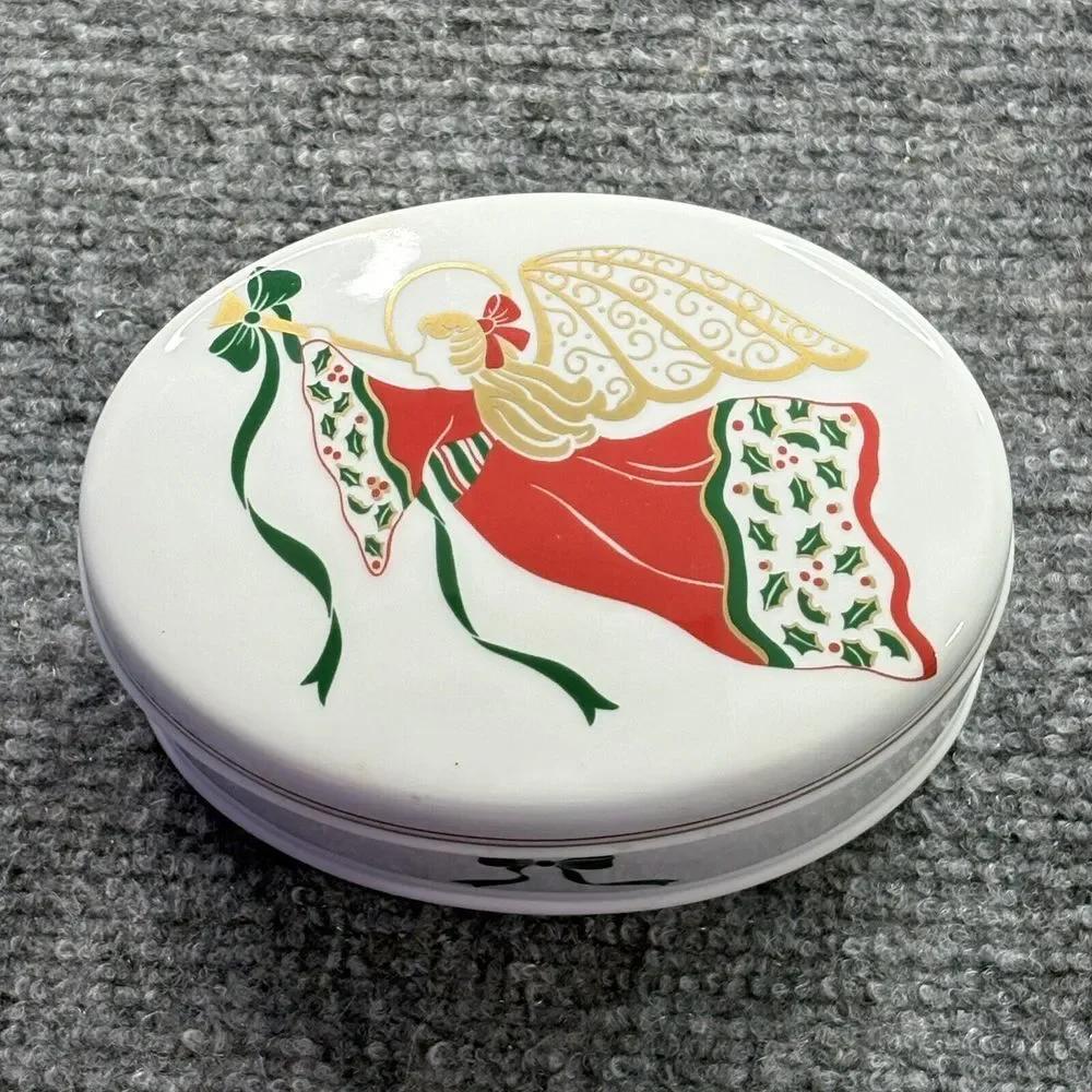 Vintage Christopher Stuart Angel Song Y1511 Trinket Box Bone China Christmas 90s